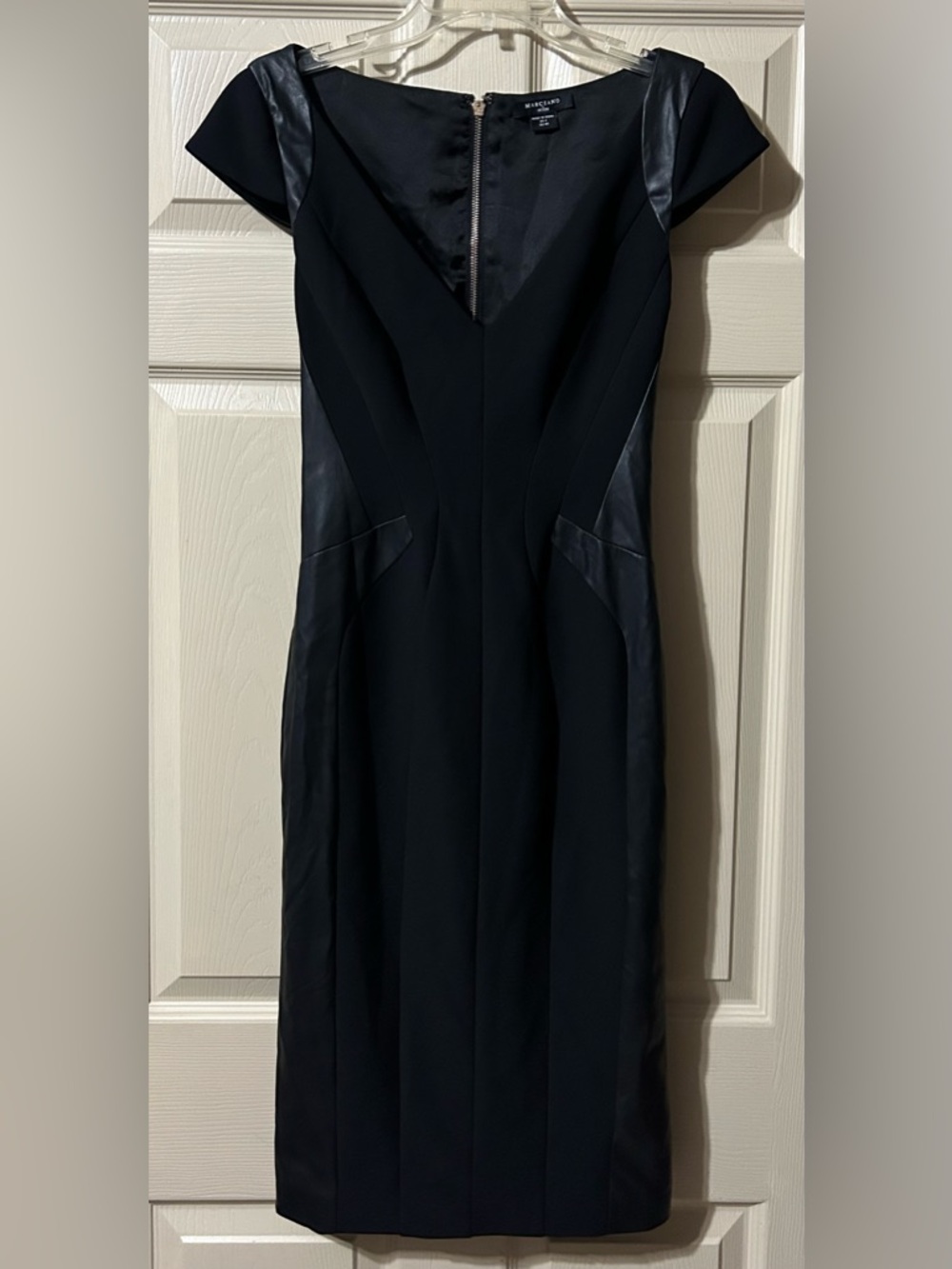 Maricano By Guess Little Black Dress Size 4 Faux Leather Chic Date Night Career